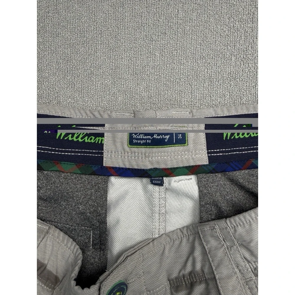 William Murray Golf Shorts Mens 34 Gray Straight Fit Performance Stretch